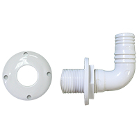 [] Thru-Hull Elbow 90º, Hose Ø25mm, Scr.Flange, White image