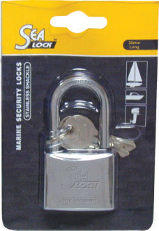 [] SeaLock Marine Padlock, w/Long Shackle, 30mm image