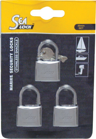 [] SeaLock Set of 3 Padlocks, w/Joint Key, 30mm image