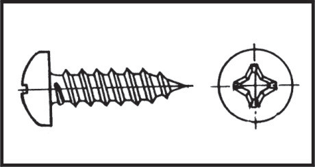 [] Cross recessed pan head self-tapping screw 2,9x9,5 mm Inox 316 DIN 7981/ ISO 7049 image