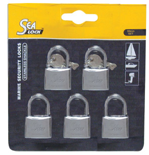 [] SeaLock Set of 5 Padlocks, w/Joint Key, 30mm image