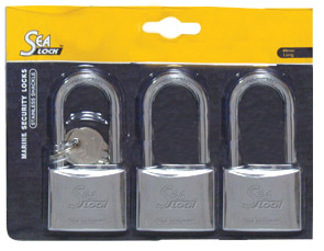 [] SeaLock Set of 3 Padlocks, w/Long Shackle, w/ Joint Key, 30mm image