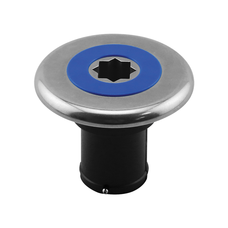 [] INOX Deck Filler Ø38mm, with Blue Cap, for Water, Black Base image