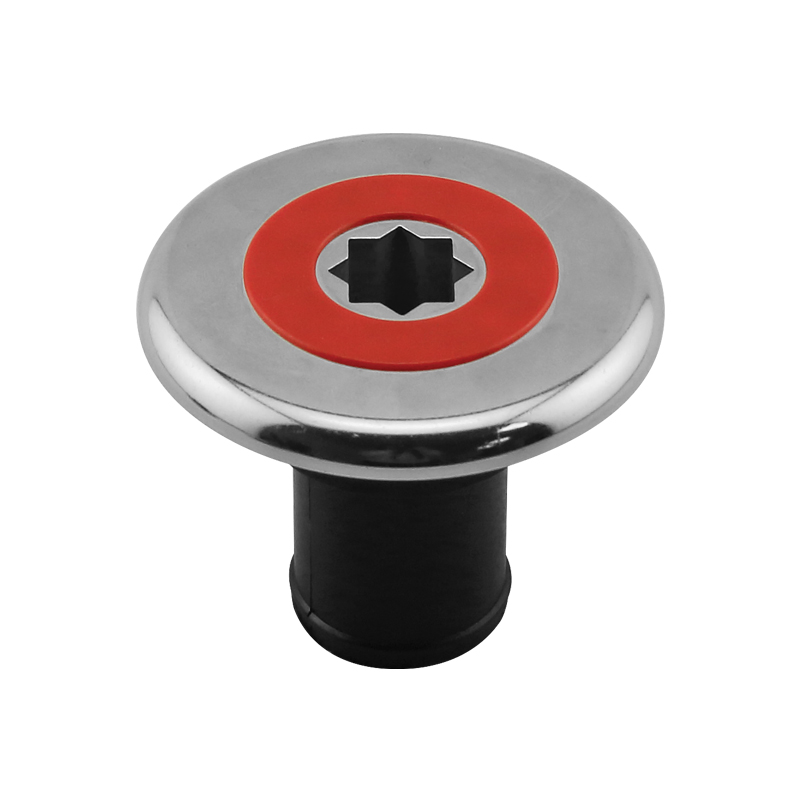 [] INOX Deck Filler Ø38mm, with Red Cap, for Fuel, Black Base image