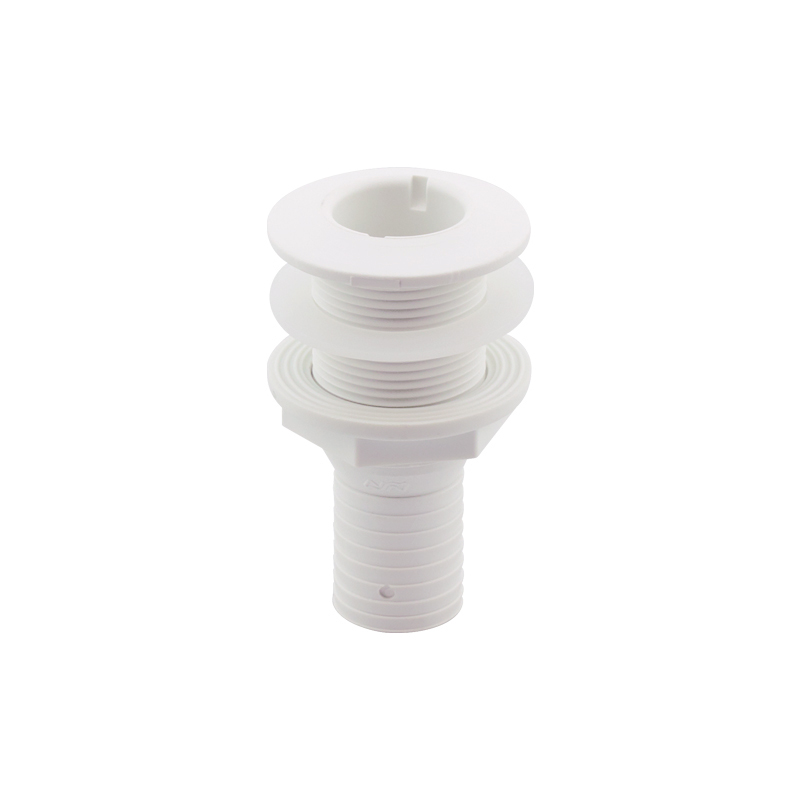 [] Thru-Hull Fitting 1 1/4'', w/Hose Barb Ø32mm & Washer, White, ISO image