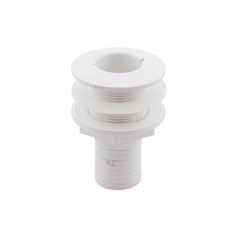 [] Thru-Hull Fitting 1 1/2'', w/Hose Barb Ø38mm & Washer, White, ISO image