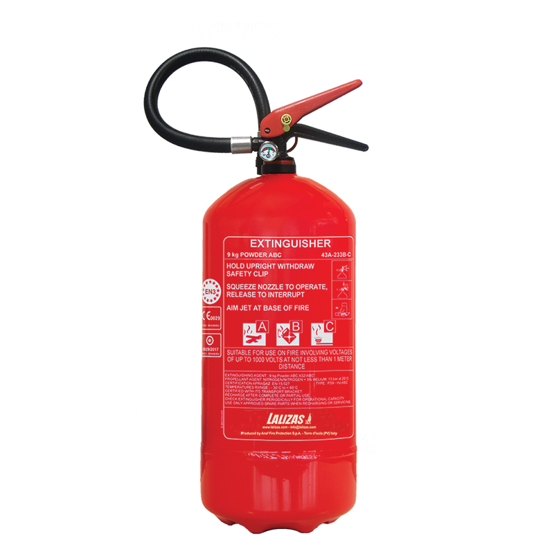 [] LALIZAS Fire Extinguisher Dry Powder, 9kg, Stored Pressure w/wall bracket, MED (EN,IT,GR) image