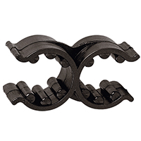 [] Plastic Support Clip, Double, Adjus. Ø18/25mm, Black image