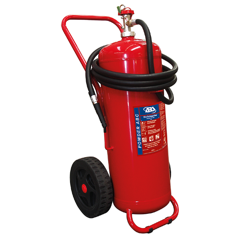 [] Fire Extinguisher Wheeled, Dry Powder, 50kg, Stored Pressure w/Hose & Nozzle,SOLAS/MED (EN,FR,ES,PT) image