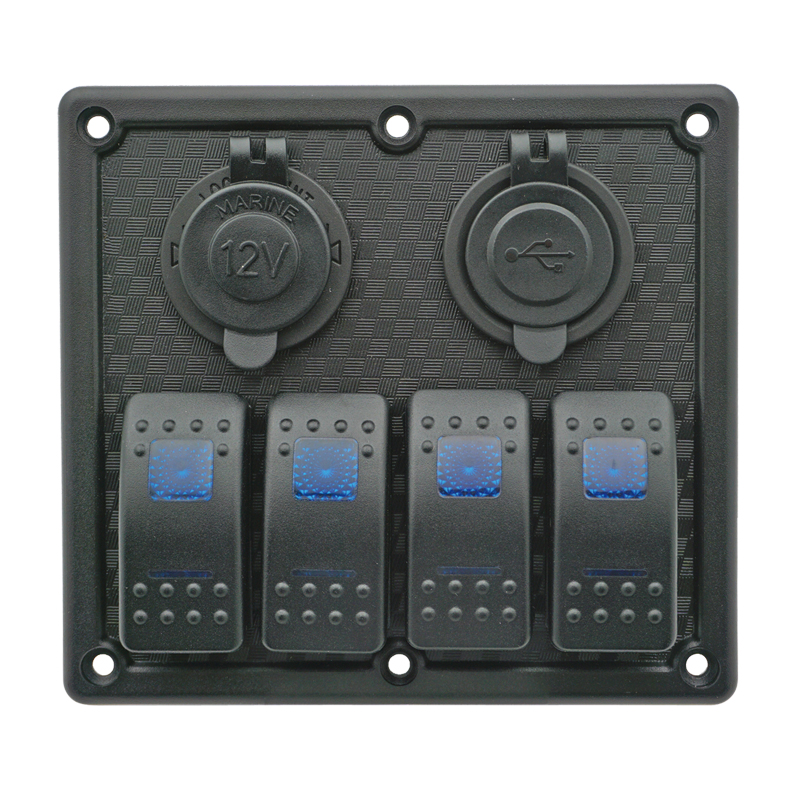 [] Rocker Switch Panel with LED, 12V/24V, (4 Rockers) image