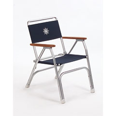 [] Aluminum deck chair, Teak armrests, Navy Blue image
