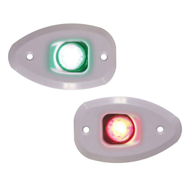 [] MICRO LED 12 Starboard&Port Lights 112,5°,Side&Flush mount.,Set,White Hous.,w/holes image
