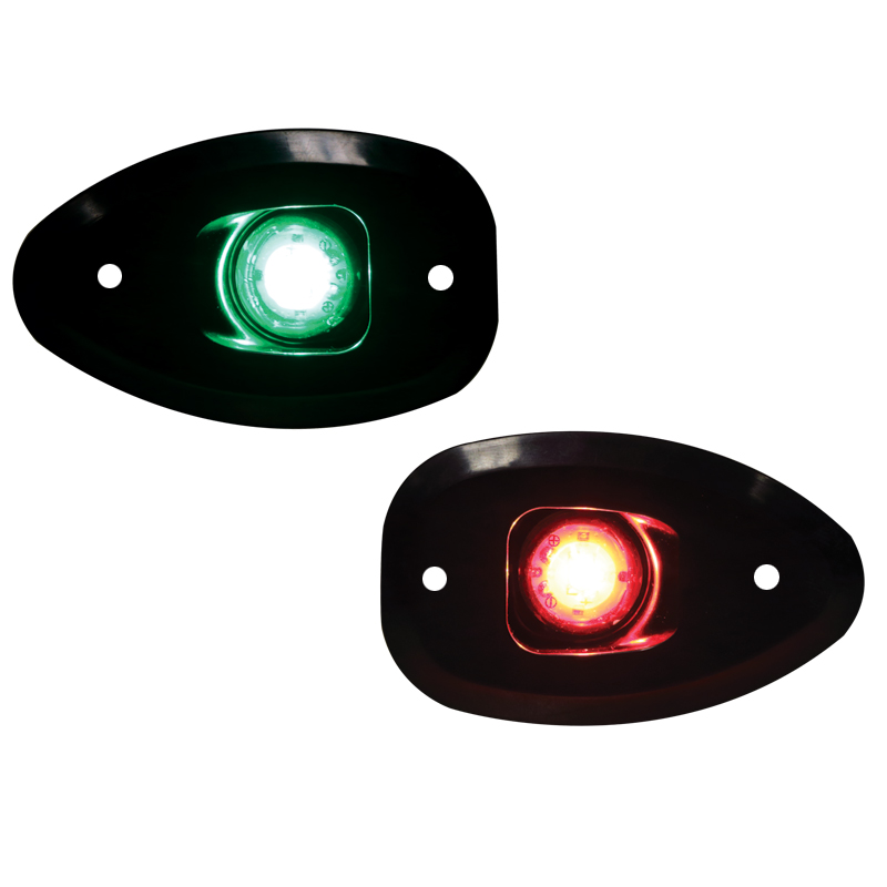[] MICRO LED 12 Starboard&Port Lights 112,5°,Side&Flush mount.,Set,Black Hous.,w/holes image