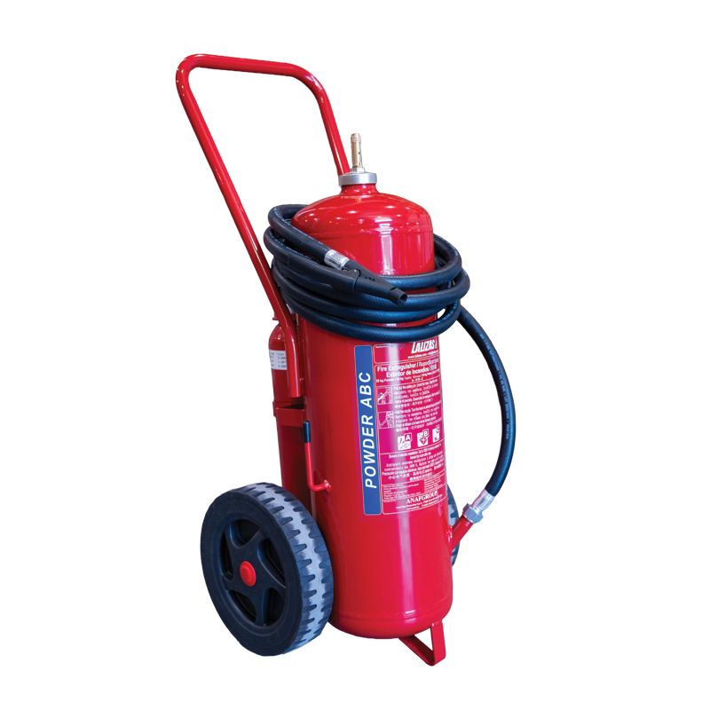 [] LALIZAS Fire Extinguisher Wheeled Dry Powder,25kg,Cartridge Oper.,w/Hose&Horn,SOLAS/MED(EN,GR,ES,CN) image