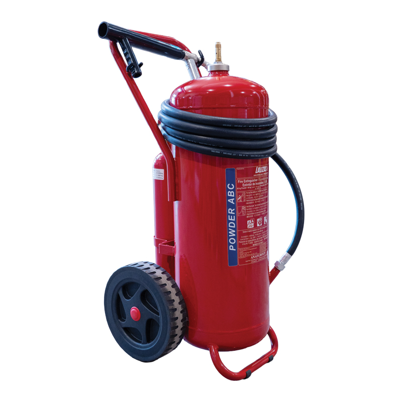 [] LALIZAS Fire Extinguisher Wheeled Dry Powder,50kg,Cartridge Oper.,w/Hose&Horn,SOLAS/MED(EN,GR,ES,CN) image