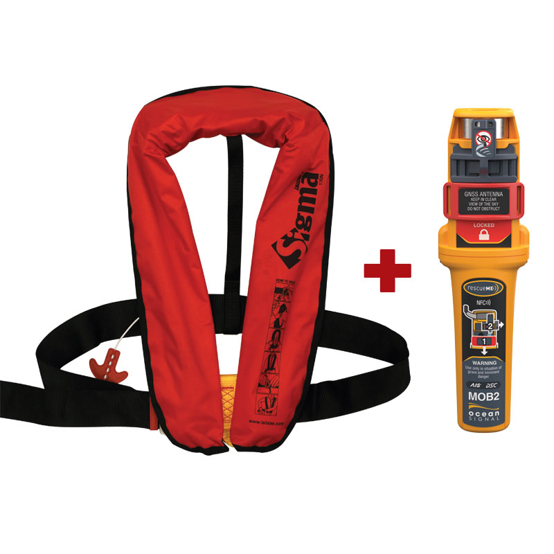 [] Sigma Infl.Lifejacket, Auto, 170N, ISO, Adult, Red, w/Ocean Signal MOB2,Set image