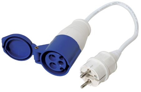 [] Cord Set w/ female plug 16A & Schuko Connector 16A, 220-240V, 30cm cable, blue image