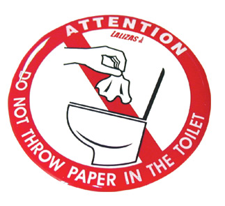 [] Silicone Sticker 80mm - 'No paper in the toilet' image