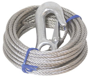 [] Winch cable with hook, L 6m, Diam 5mm, max 1700kgs image