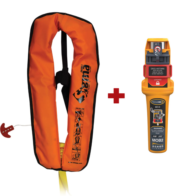 Sigma Lifejacket, Auto, 170N, ISO, Adult,with Ocean Signal MOB2, Set