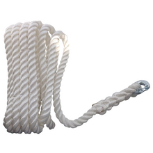CABO Rope for chain rode use, three strand with connection, Nylon, White_4153_4153