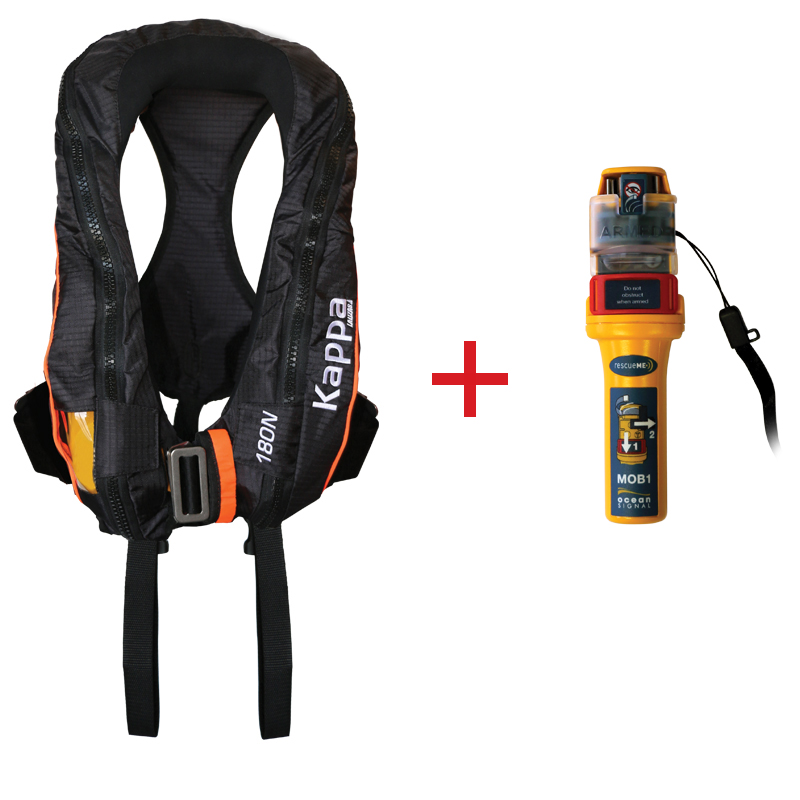 Kappa Inflatable Lifejacket Auto, 180N, ISO 12402-3  with Ocean Signal MOB1, set_4536_4536