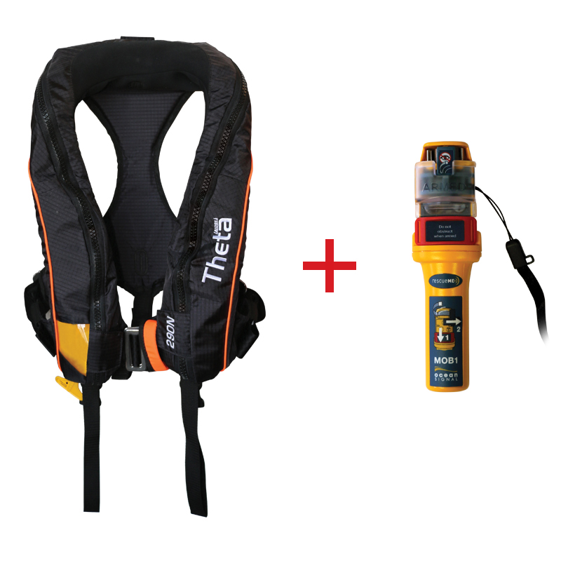 Theta Inflatable Lifejacket Auto, 290N, ISO 12402-2  with Ocean Signal MOB1, set_4538_4538