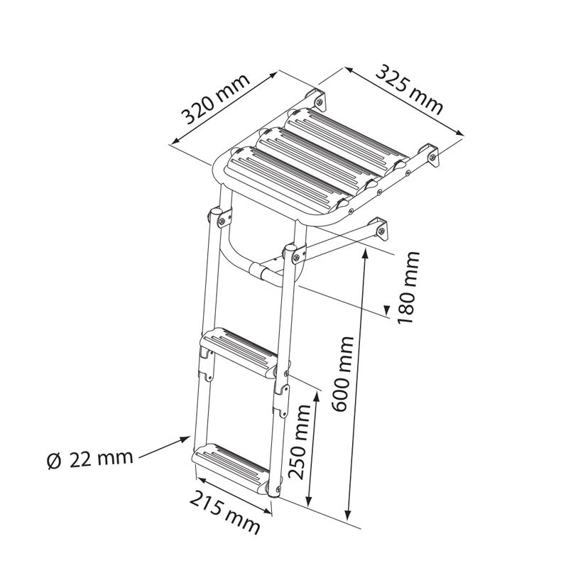Platform Ladder,Inox 316, with 2 Plastic Steps_3864_4728