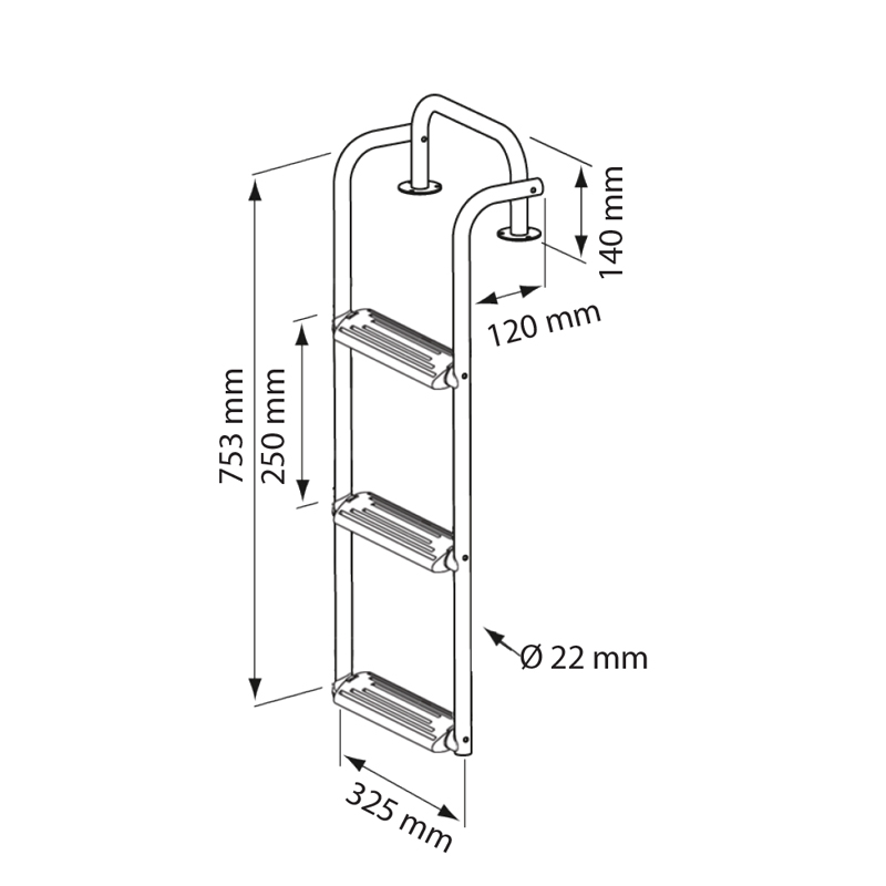 Bow Ladder, Inox 316, 3 steps_3865_4732