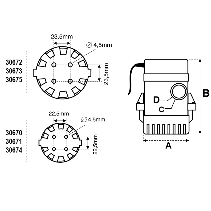 Submersible bilge pumps