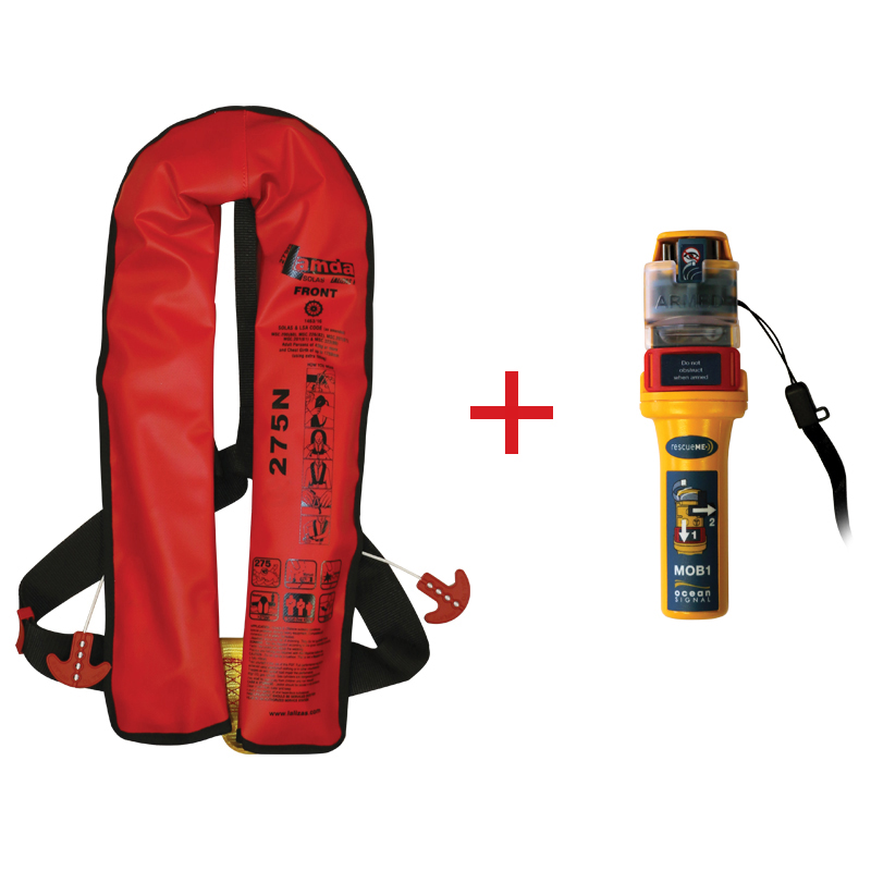 Lamda Inflatable Lifejacket Auto, 150N & 275N, SOLAS/MED with Ocean Signal MOB1, set_4929_4929