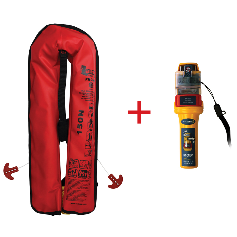 Lamda Inflatable Lifejacket Auto, 150N & 275N, SOLAS/MED with Ocean Signal MOB1, set_4929_4930