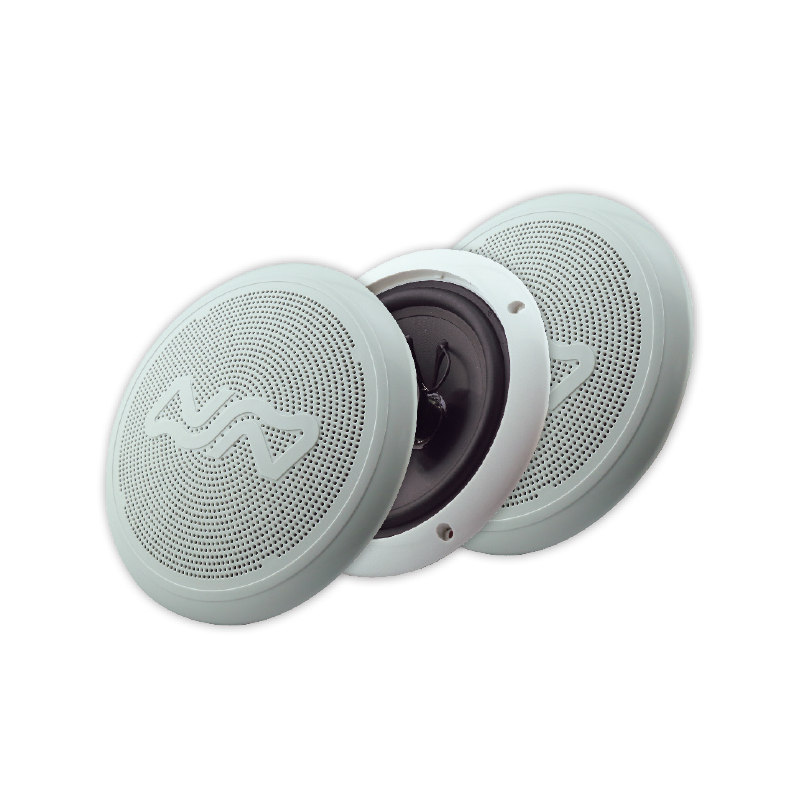 Two-way Speakers, 100W, 6 1/2'', Non-magnetic,w/Clip-on Cover, White, Set