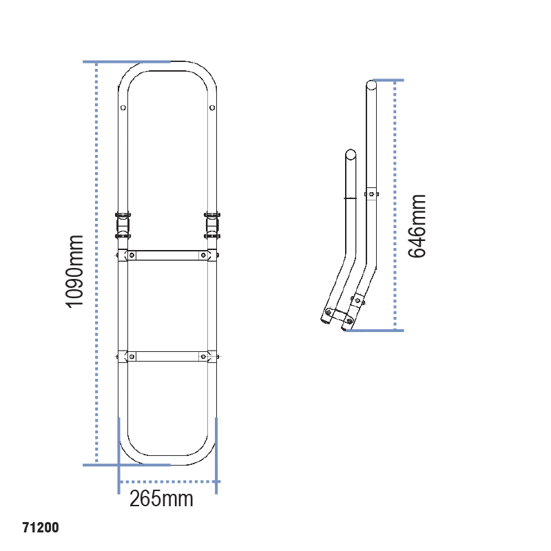 Aluminium, folding ladder for inflatable boats, 3 steps, 240x1020mm_5117_5116