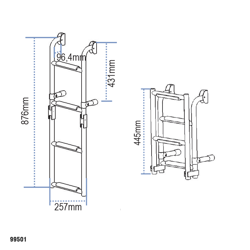 Folding ladder for transom, Stainless Steel 316_5025_5126