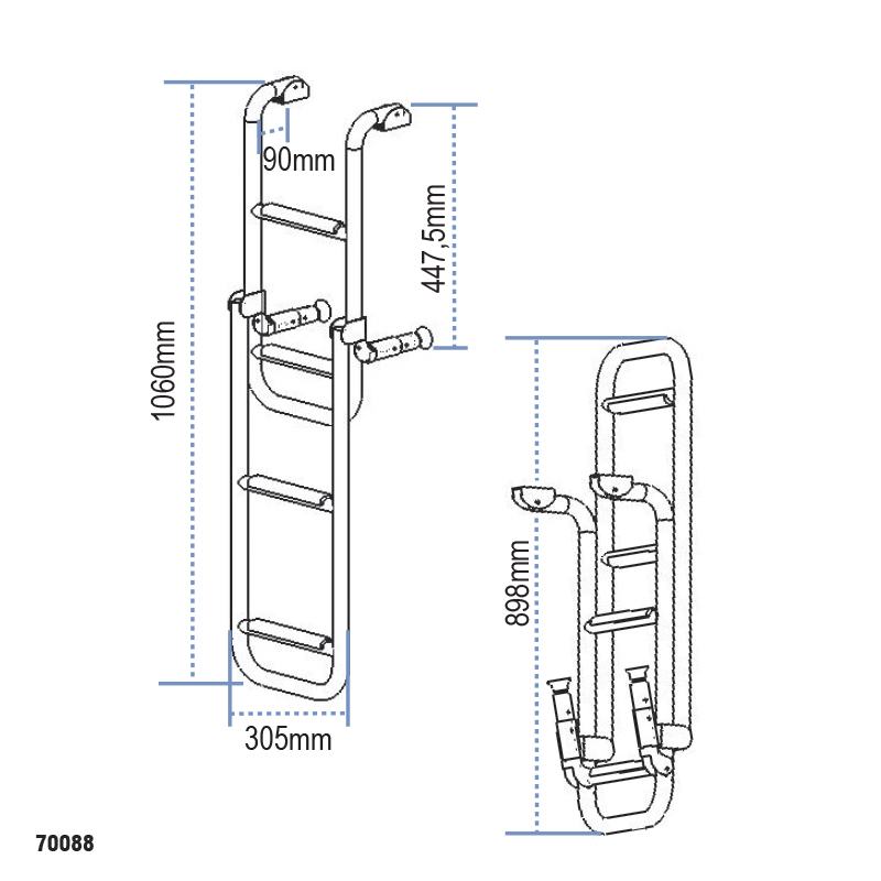 Folding Ladder, Stainless Steel 316_5129_5130