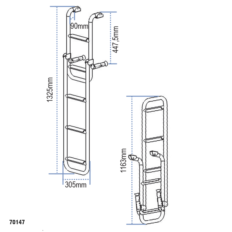 Folding Ladder, Stainless Steel 316_5129_5134