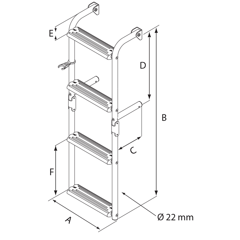 Foldable Ladders for narrow transom, 90⁰, Inox 316_3872_5194