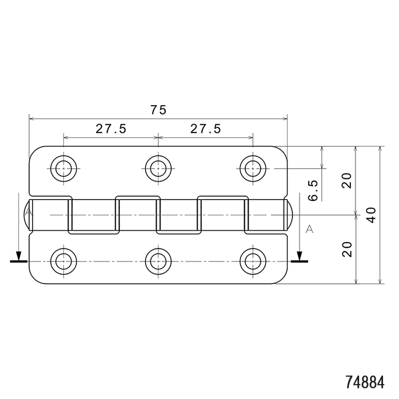 Silent Hinge, Right, Inox 316, L40mm, W75mm, Thickness 1,8mm_5407_5433