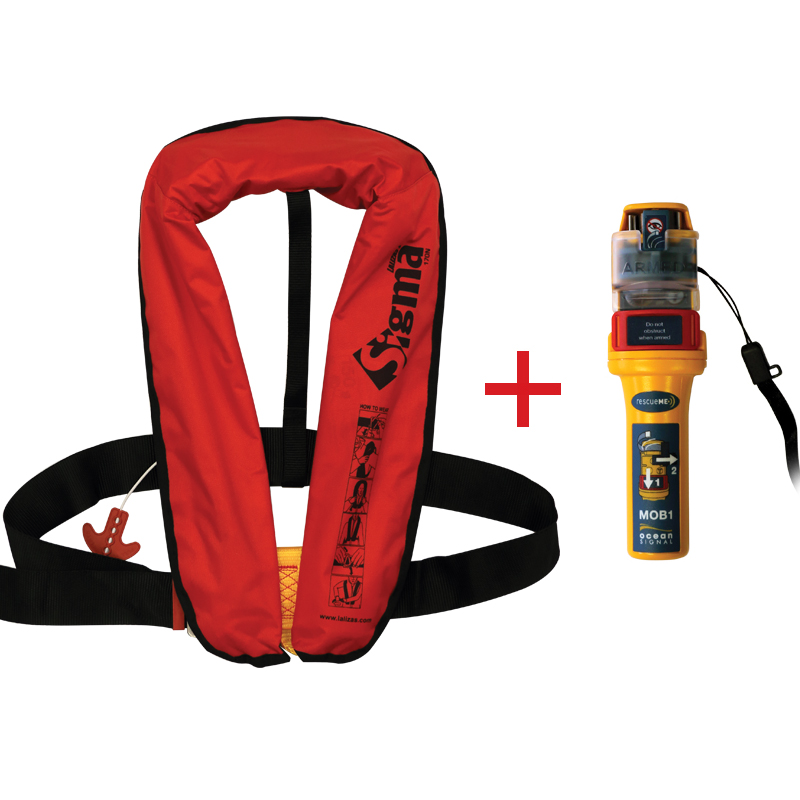 Sigma Infl.Lifejacket, Auto, 170N, ISO, Adult, Red, w/Ocean Signal MOB1,Set_5553_5553