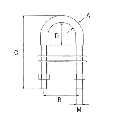 U bolt, AISI 316 w/ thread