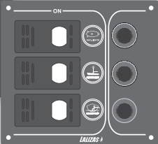 Switch Panel ''SP3 Offshore'',3 waterproof switches w/ bulb /3 Reset fuses,Inox,12V,115x110mm, Blacκ_6525_6524
