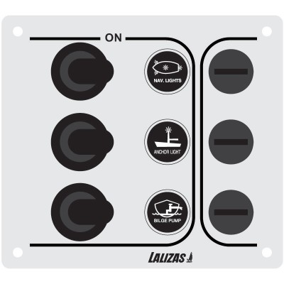 Switch Panel ''SP6 “Economy”, 6 waterproof switches, Inox, 12/24V, 100x165mm_6526_6526