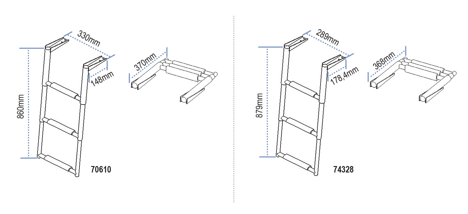 Telescopic Ladder, 3 steps, Inox 316_6774_6923