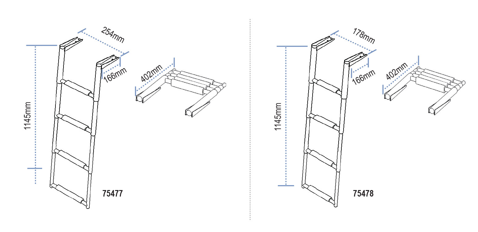 Telescopic Ladder, 4 steps, Inox316, L1145xW395_6471_6924