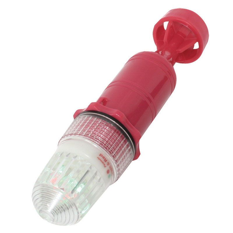 Flashing led light with photocell, Torpedo 1, red colour, 2 batteries size D