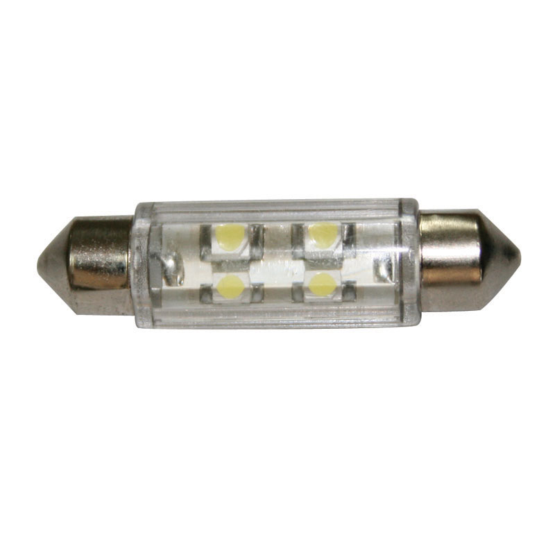 Bulb 12V, LED, T11 39mm, cool white - 2x4 LEDs 360o