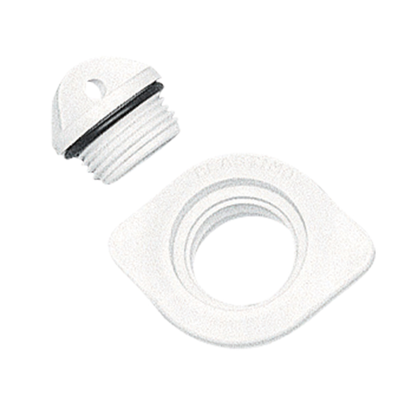 Drain Socket with Plug, Oval, Plain, 48x36mm, White
