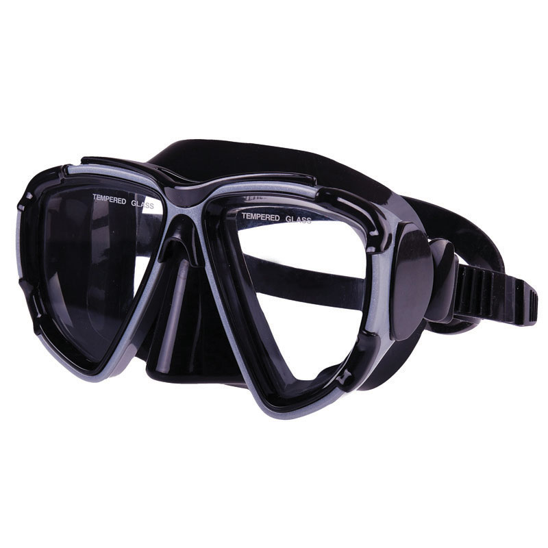 Silicone Mask, Dual Windows  w/ tempered glass, Black
