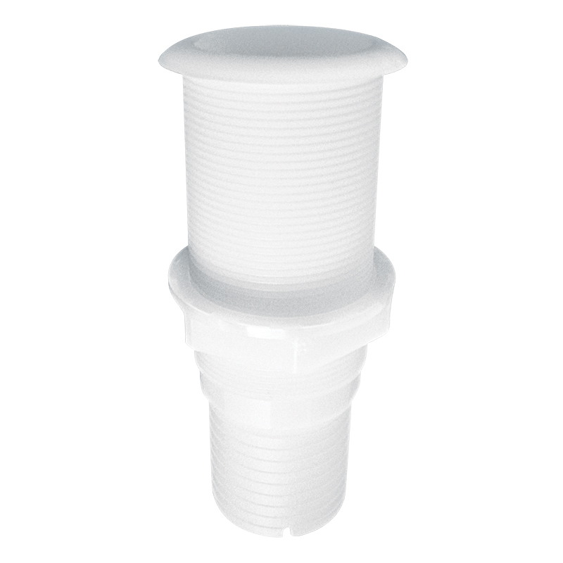 Thru-Hulls Threaded with Hose Barb, White